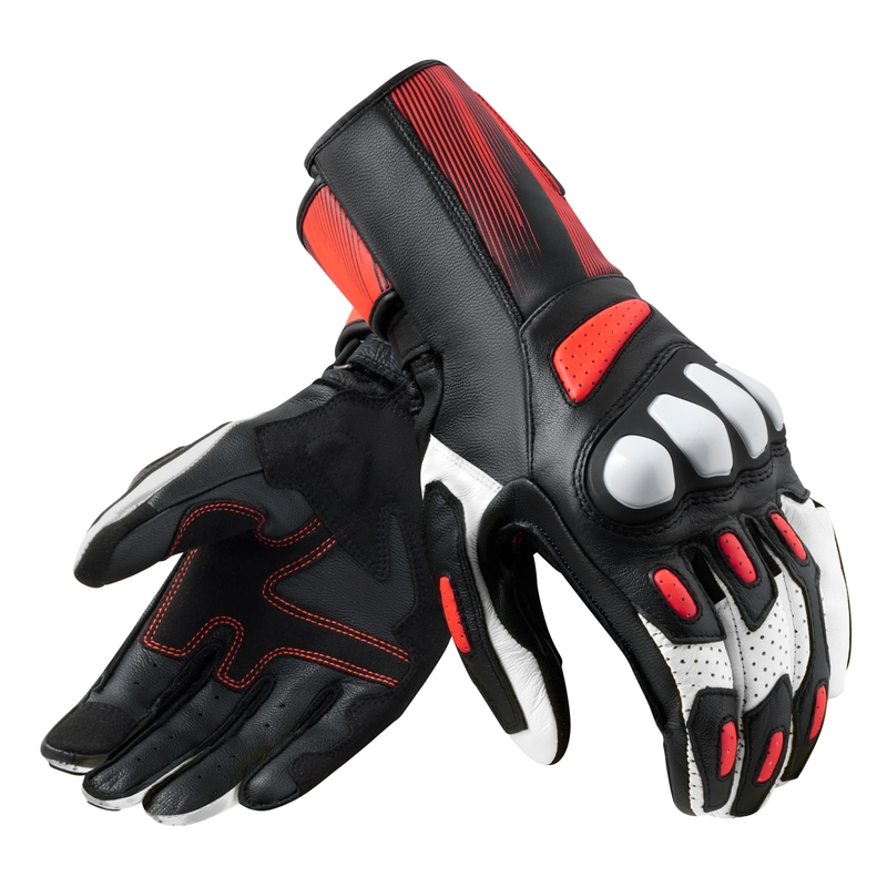 Guantes de moto Revit Metis 2 negro-rojo fluo liquidación