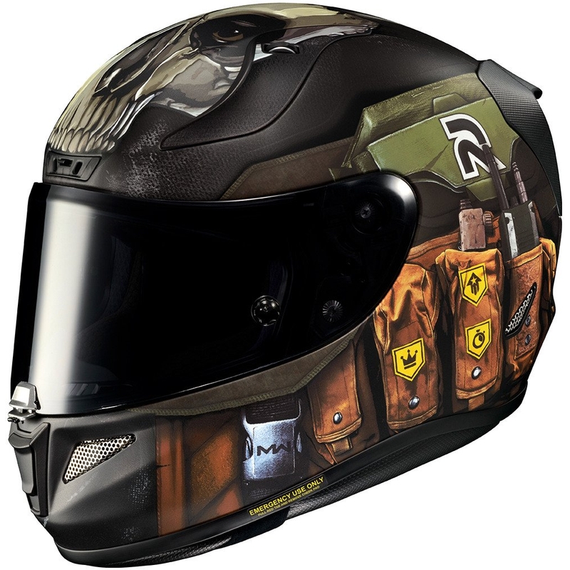 Casco integral de moto HJC RPHA 11 Ghost Call Of Duty MC34SF negro-marrón-verde liquidación