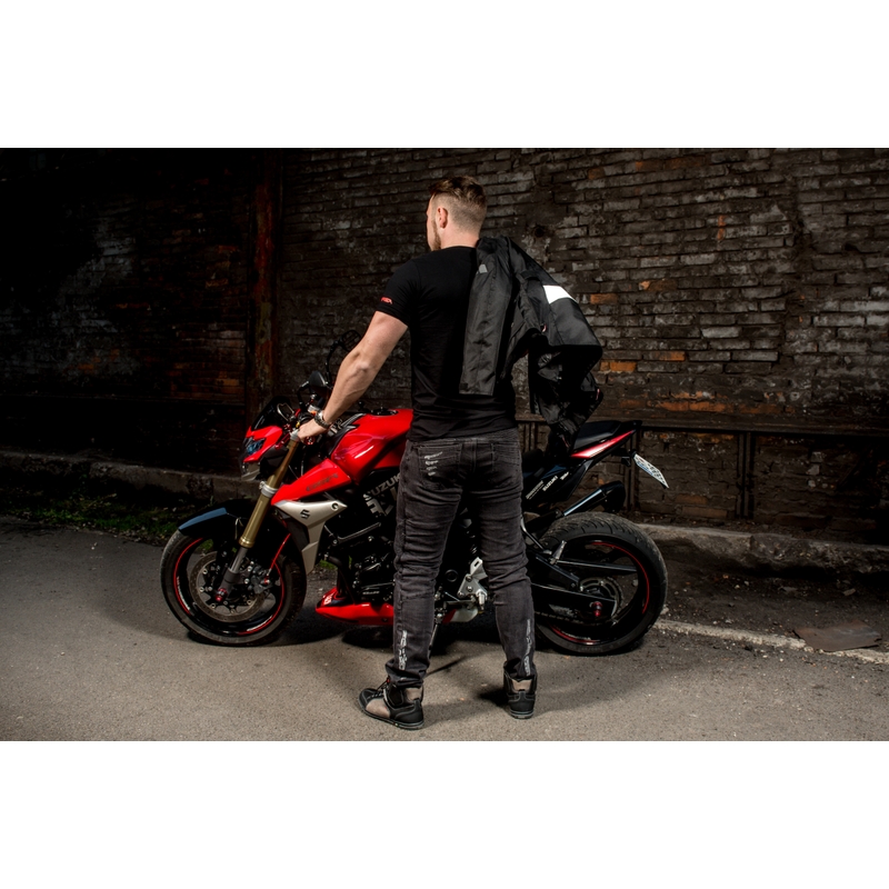 Jeansy na motorku Street Racer Spike černé