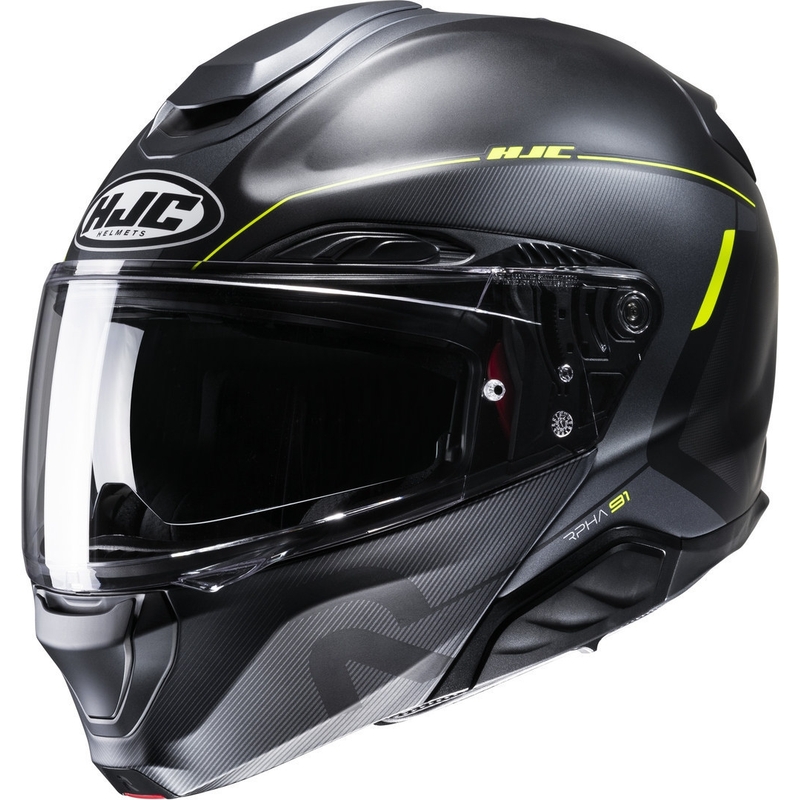 Casco de moto abatible HJC RPHA 91 Combust MC3HSF negro-amarillo fluo