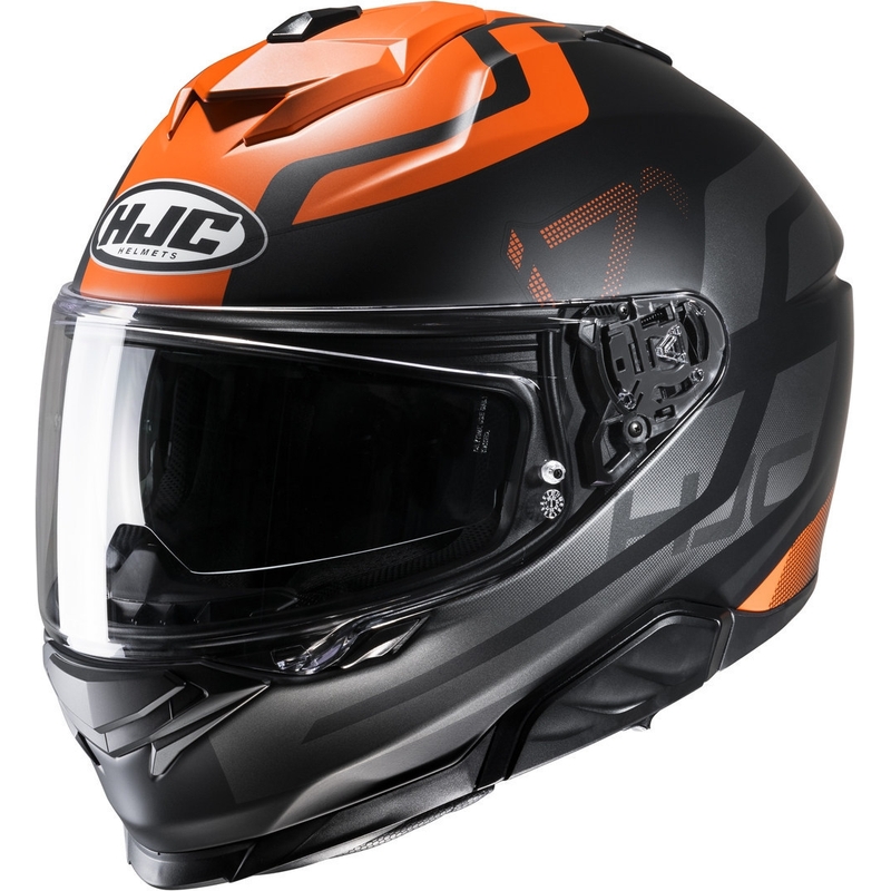 Casco integral de moto HJC i71 Enta MC7SF negro-gris-naranja