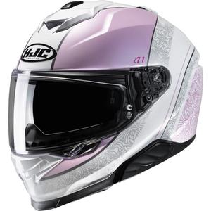 Casco integral de moto HJC i71 Sera MC8 gris-blanco-rosa
