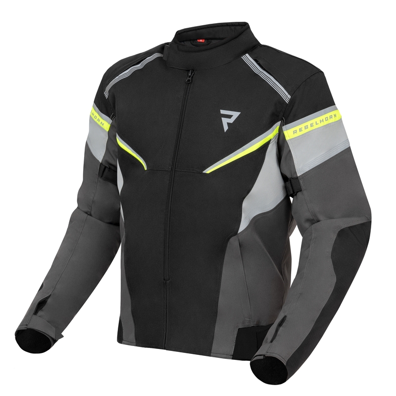 Chaqueta de moto Rebelhorn Spark negro-gris-amarillo fluo liquidación