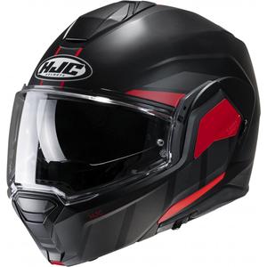 Casco de moto abatible HJC i100 Beis MC1SF negro-rojo