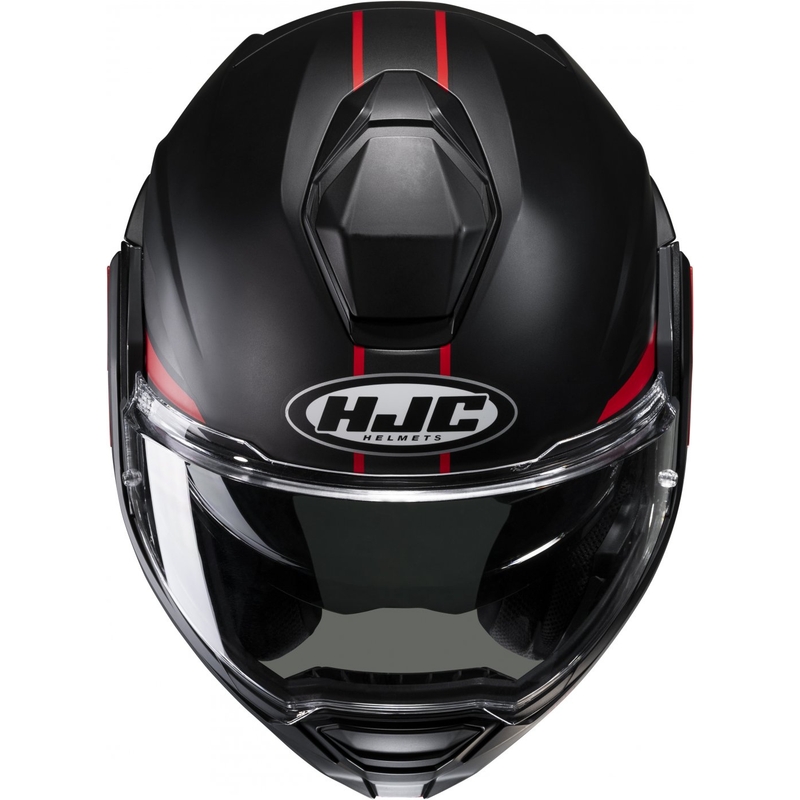 Casco de moto abatible HJC i100 Beis MC1SF negro-rojo