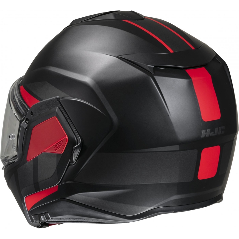 Casco de moto abatible HJC i100 Beis MC1SF negro-rojo