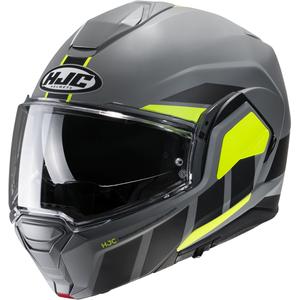 Casco de Moto Abatible HJC i100 Beis MC3HSF Negro-Gris-Amarillo Fluo