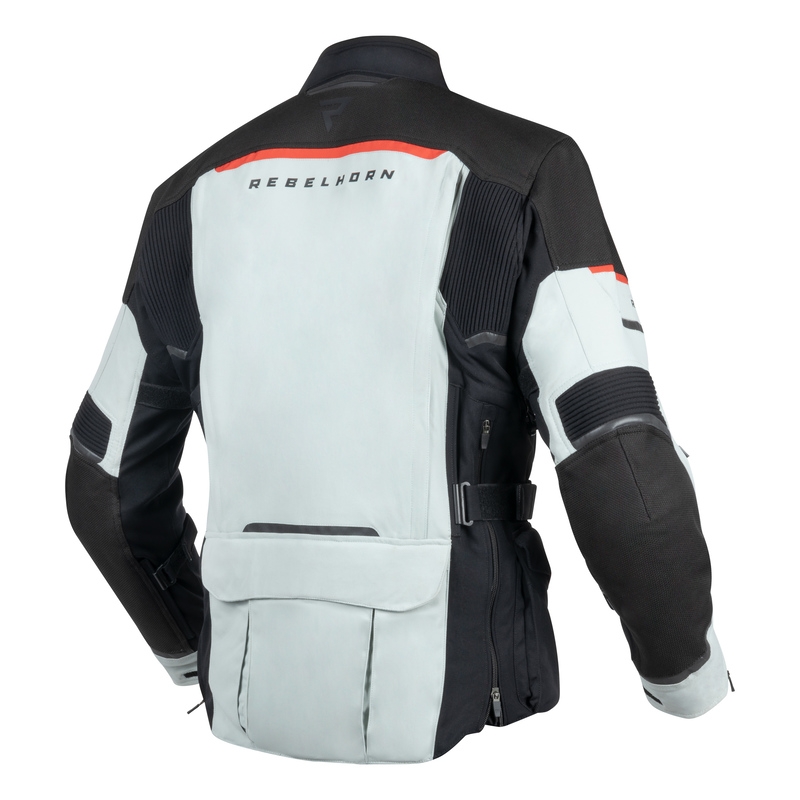 Chaqueta de moto Rebelhorn Range gris-negro-rojo