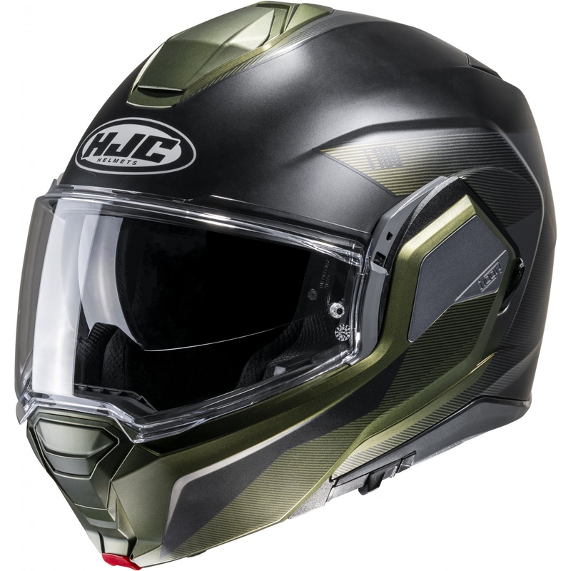 Casco de moto abatible HJC i100 Beston MC4SF gris-verde liquidación
