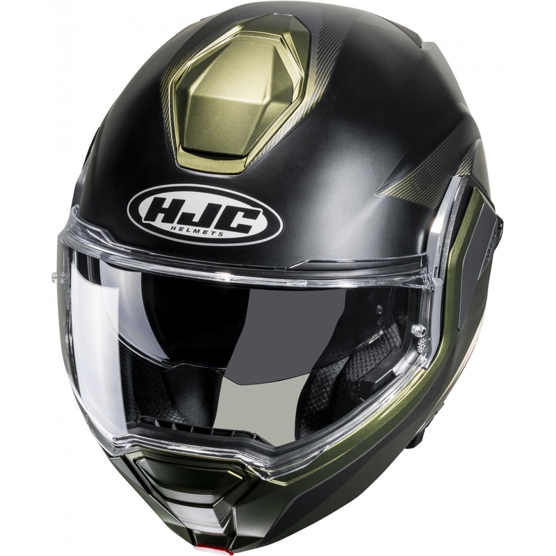 Casco de moto abatible HJC i100 Beston MC4SF gris-verde liquidación