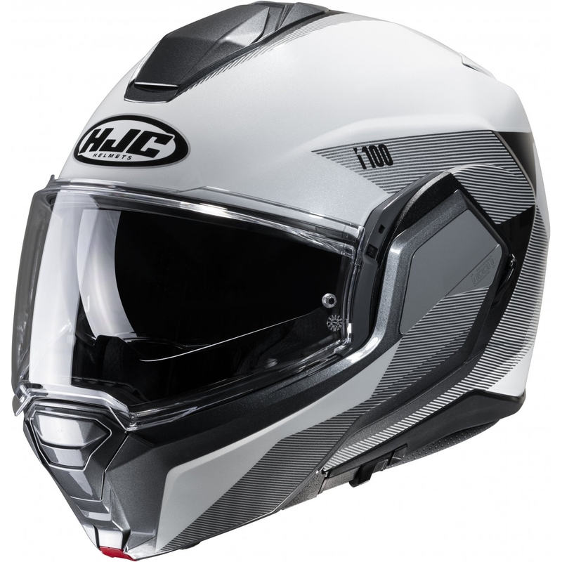 Casco de moto abatible HJC i100 Beston MC5 gris y blanco liquidación