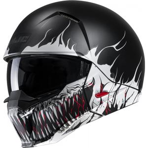 Casco abierto con máscara HJC i20 Scraw MC5SF rojo-blanco-negro