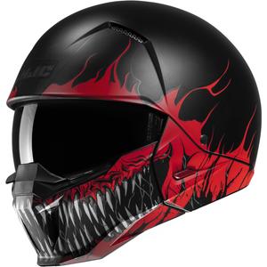 Casco abierto con máscara HJC i20 Scraw MC1SF blanco-rojo-negro