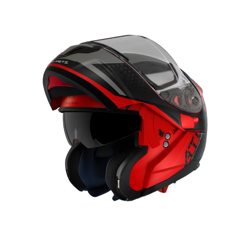 Casco de moto abatible MT Atom SV Adventure A5 negro-gris-rojo
