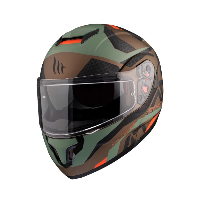 Casco de moto MT Atom SV Skill A9 negro-verde-marrón liquidación