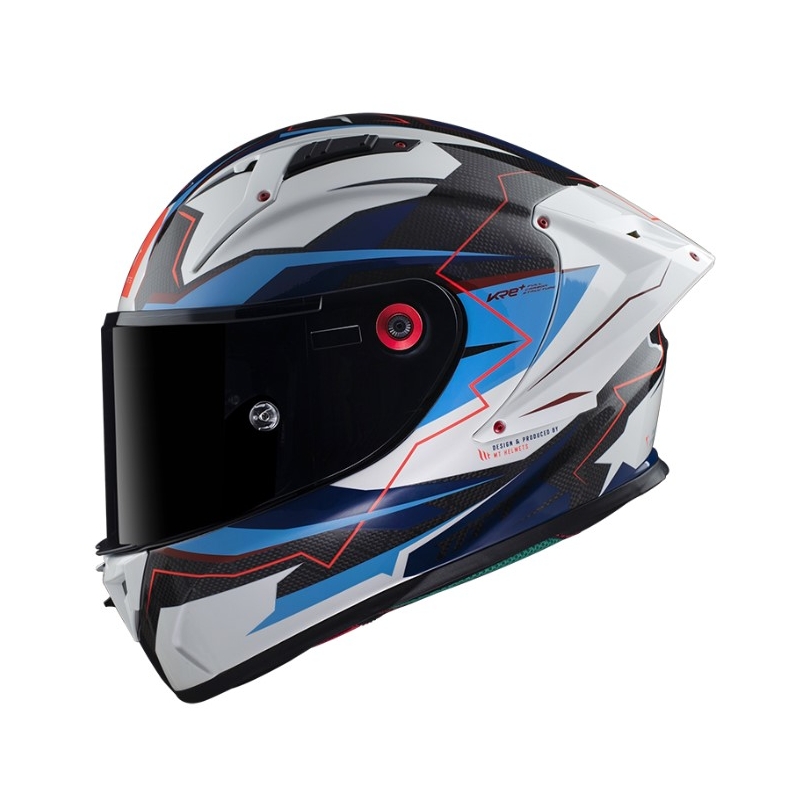 Integrální přilba na motorku MT KRE+ Carbon Kraker B7 černo-bílo-modrá