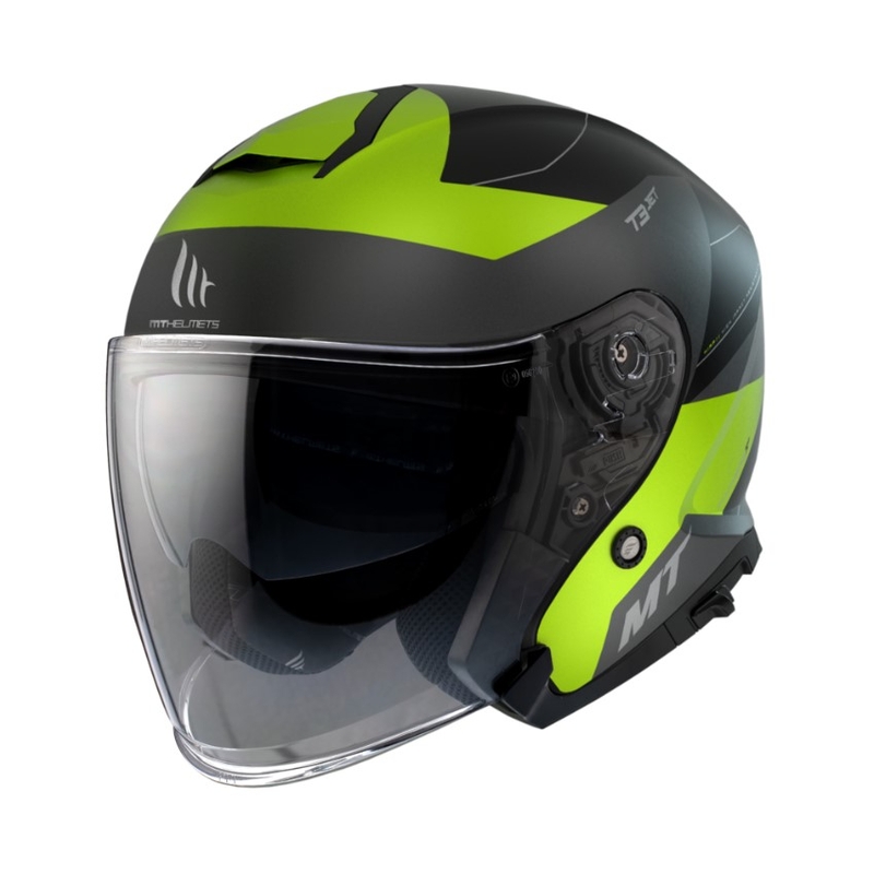 MT Thunder 3 SV Jet Cooper Casco Moto Abierto Negro-Gris-Amarillo Flúo liquidación