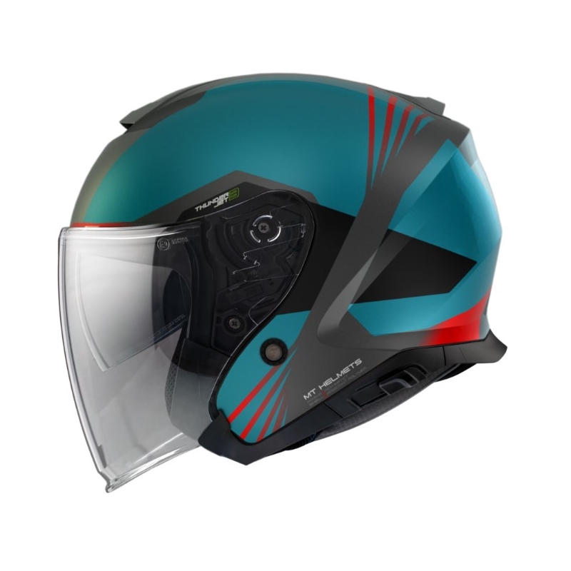 Otevřená přilba na motorku MT Thunder 3 SV Jet Stargate A2 černo-šedo-modrá výprodej