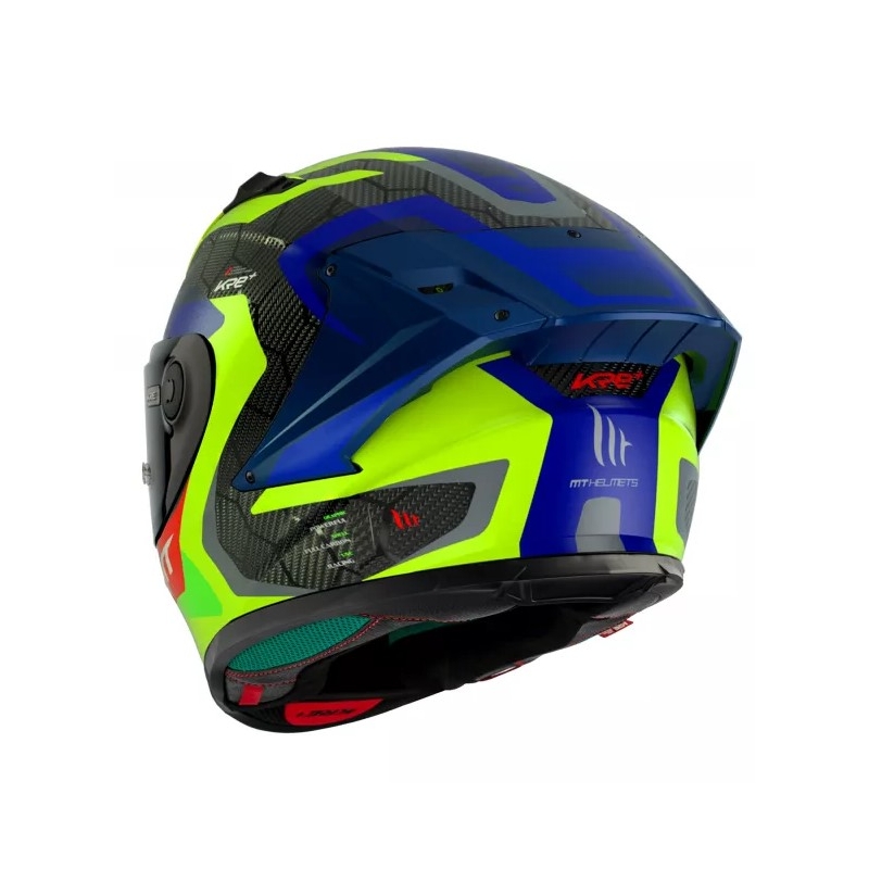 Integrální přilba na motorku MT KRE+ Carbon Powerful fluo žluto-modrá