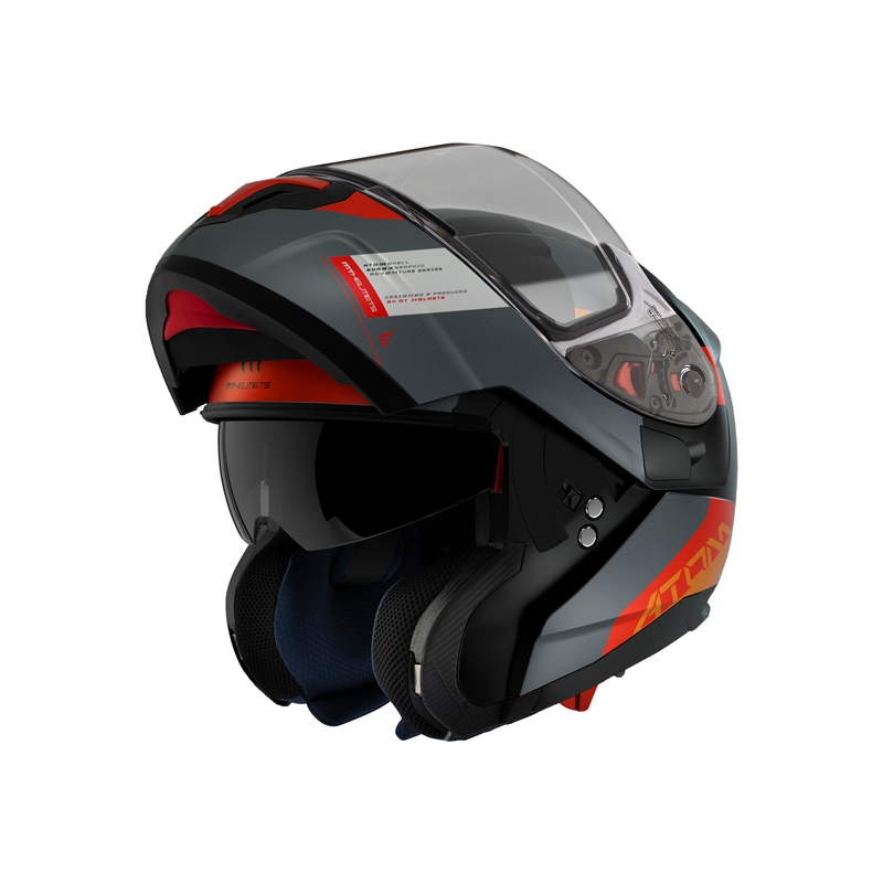 Casco de moto MT Atom SV Gorex B4 negro-gris-rojo-naranja tip-up liquidación