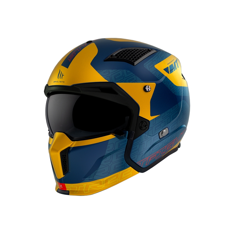 Casco abierto con máscara MT Streetfighter SV Totem C3 azul-amarillo