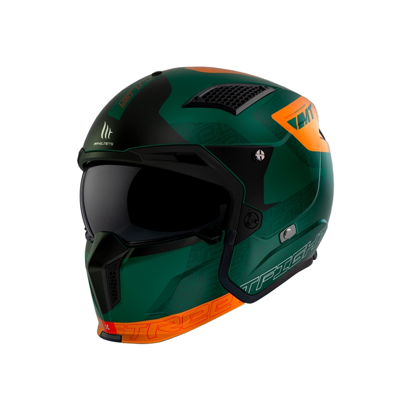 Casco abierto con máscara MT Streetfighter SV Totem C6 negro-naranja-verde liquidación