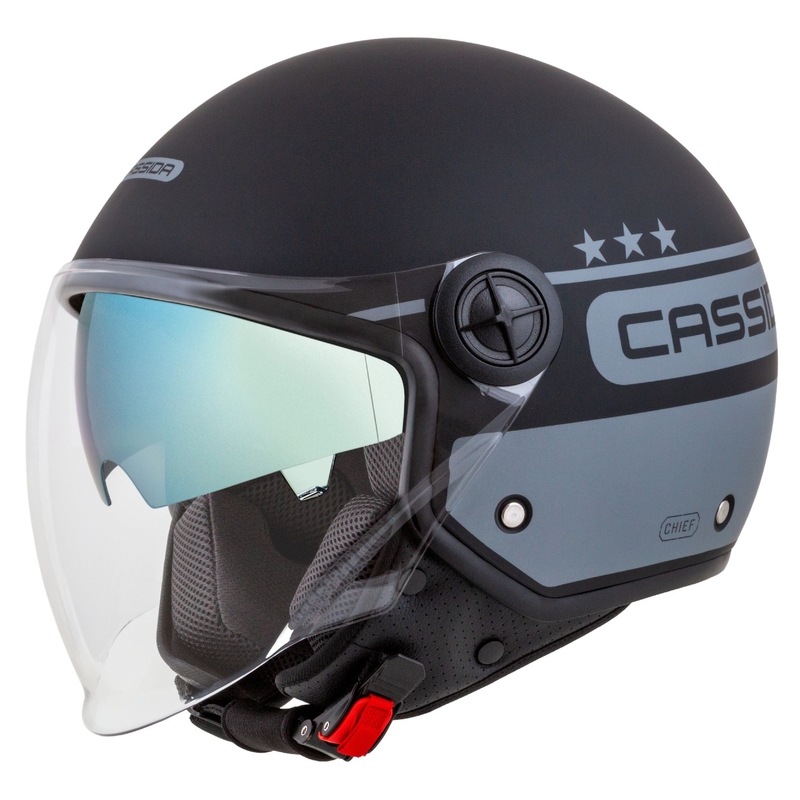 Casco de moto Cassida Handy Plus Chief abierto gris-negro