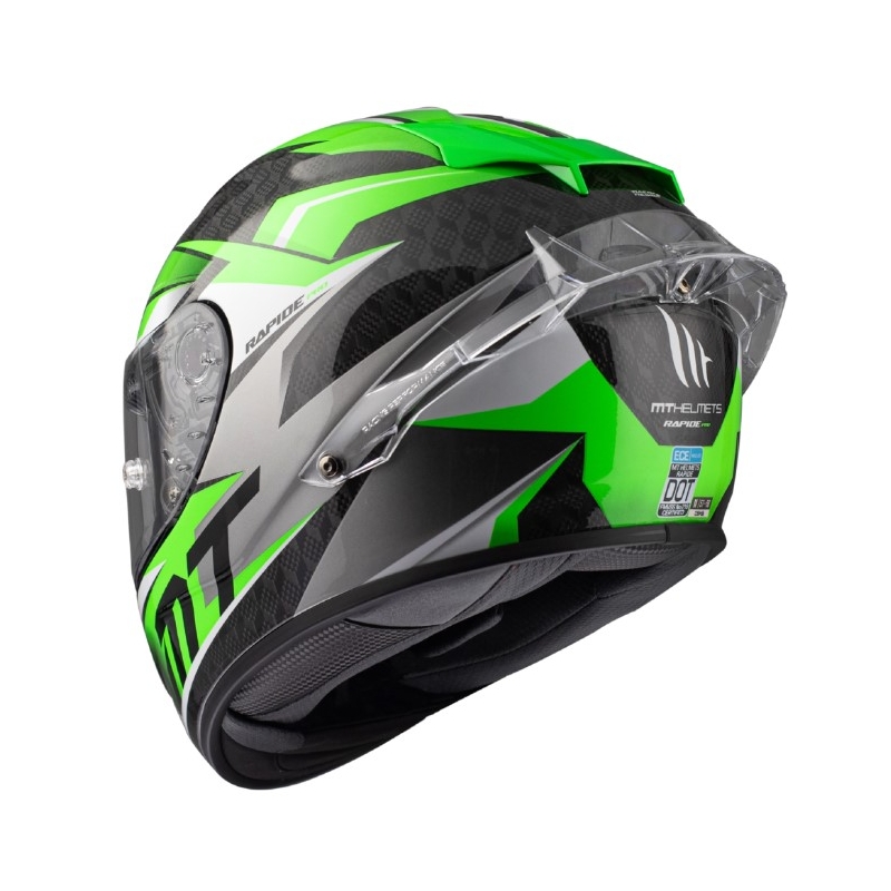 Casco de moto integral MT Rapide Pro Fugaz A6 negro-gris-blanco-verde liquidación