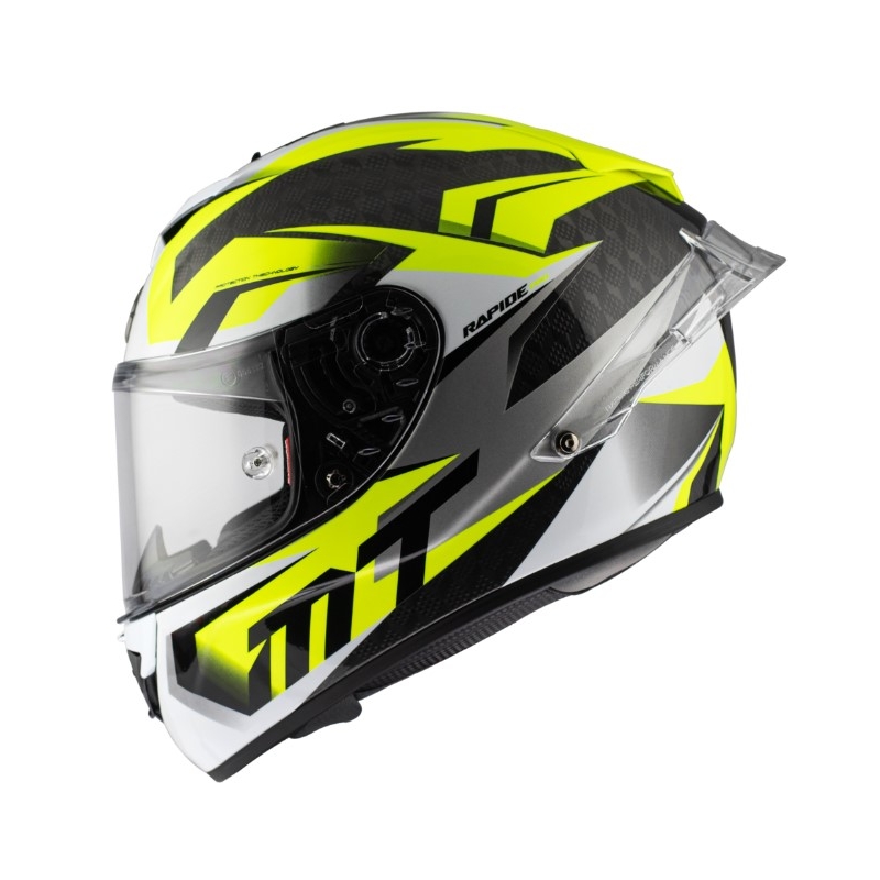 Casco de moto integral MT Rapide Pro Fugaz D3 negro-gris-blanco-amarillo fluo