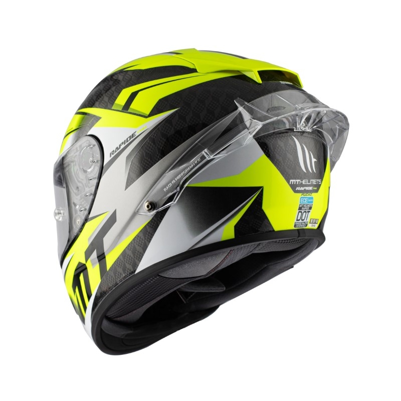 Casco de moto integral MT Rapide Pro Fugaz D3 negro-gris-blanco-amarillo fluo