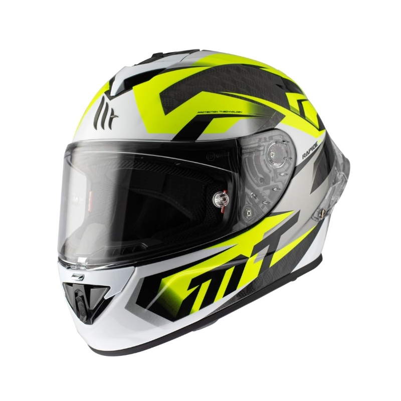 Casco de moto integral MT Rapide Pro Fugaz D3 negro-gris-blanco-amarillo fluo