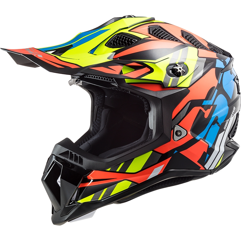 Casco de motocross LS2 MX700 Subverter Rascal negro-azul-naranja-amarillo fluo