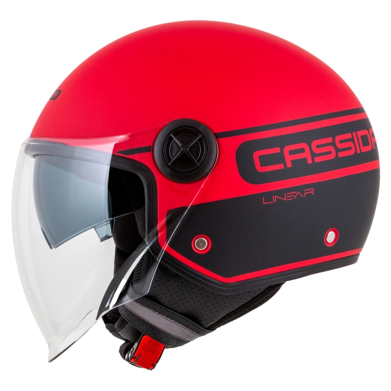 Casco de moto Cassida Handy Plus Linear Open Rojo-Negro