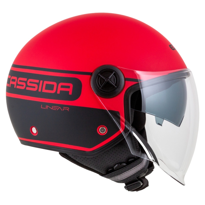 Casco de moto Cassida Handy Plus Linear Open Rojo-Negro