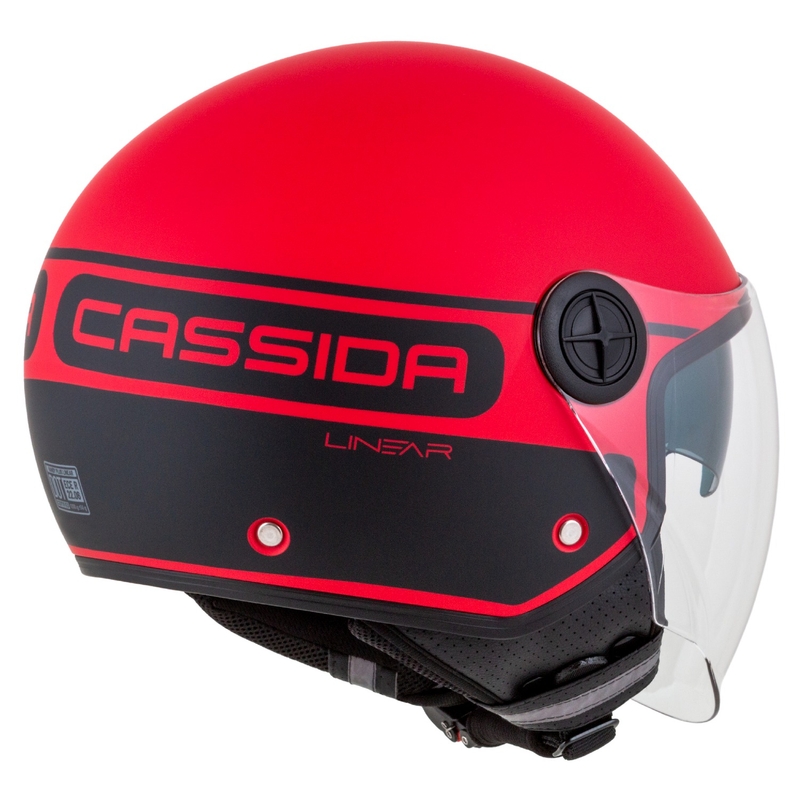 Casco de moto Cassida Handy Plus Linear Open Rojo-Negro