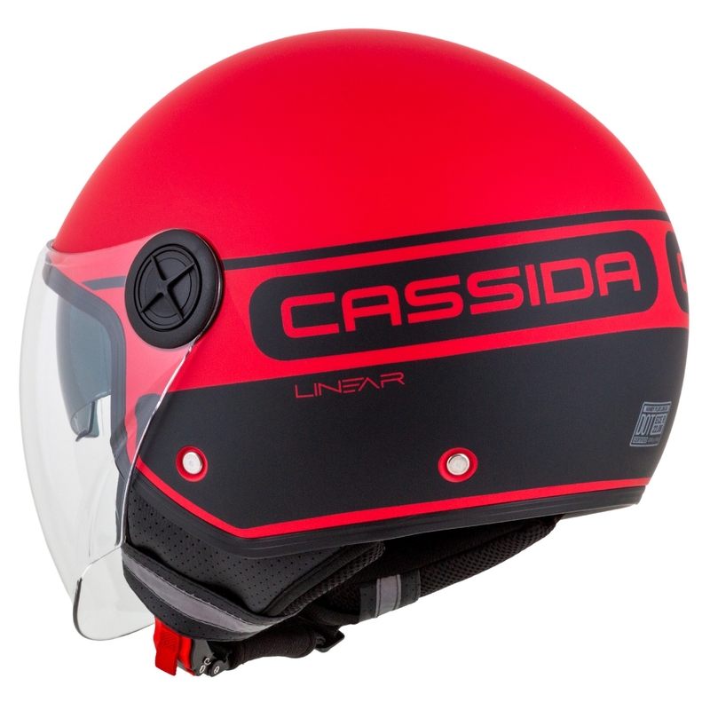 Casco de moto Cassida Handy Plus Linear Open Rojo-Negro