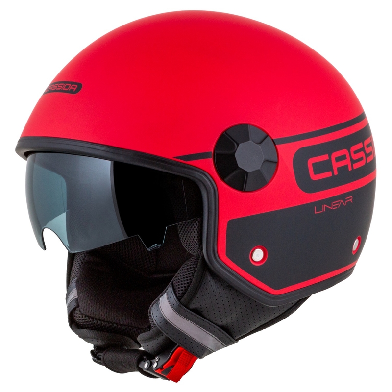 Casco de moto Cassida Handy Plus Linear Open Rojo-Negro