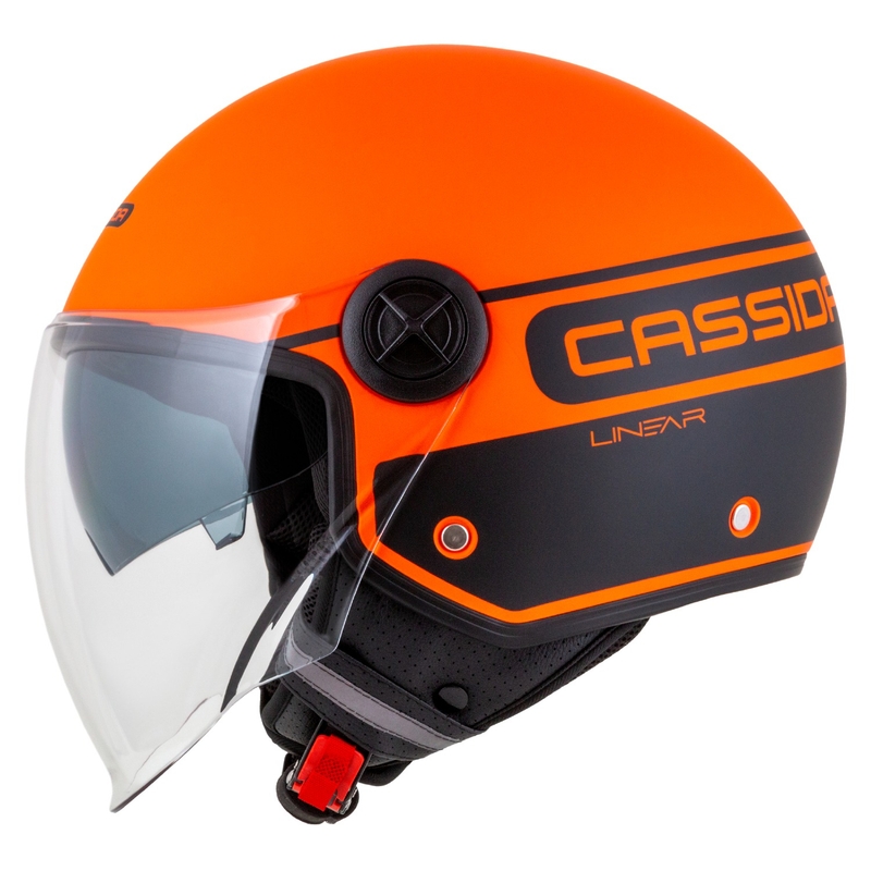 Casco de moto Cassida Handy Plus Linear abierto naranja-negro
