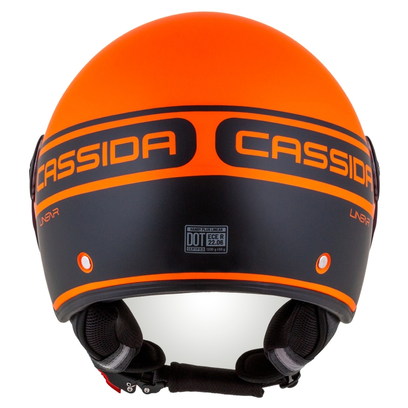 Casco de moto Cassida Handy Plus Linear abierto naranja-negro