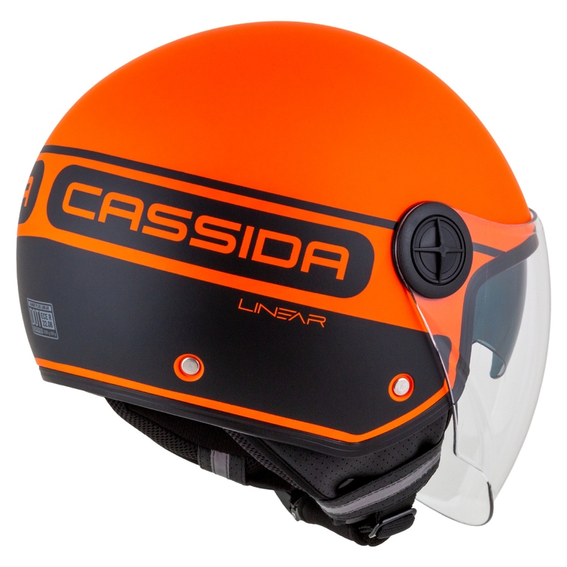 Casco de moto Cassida Handy Plus Linear abierto naranja-negro