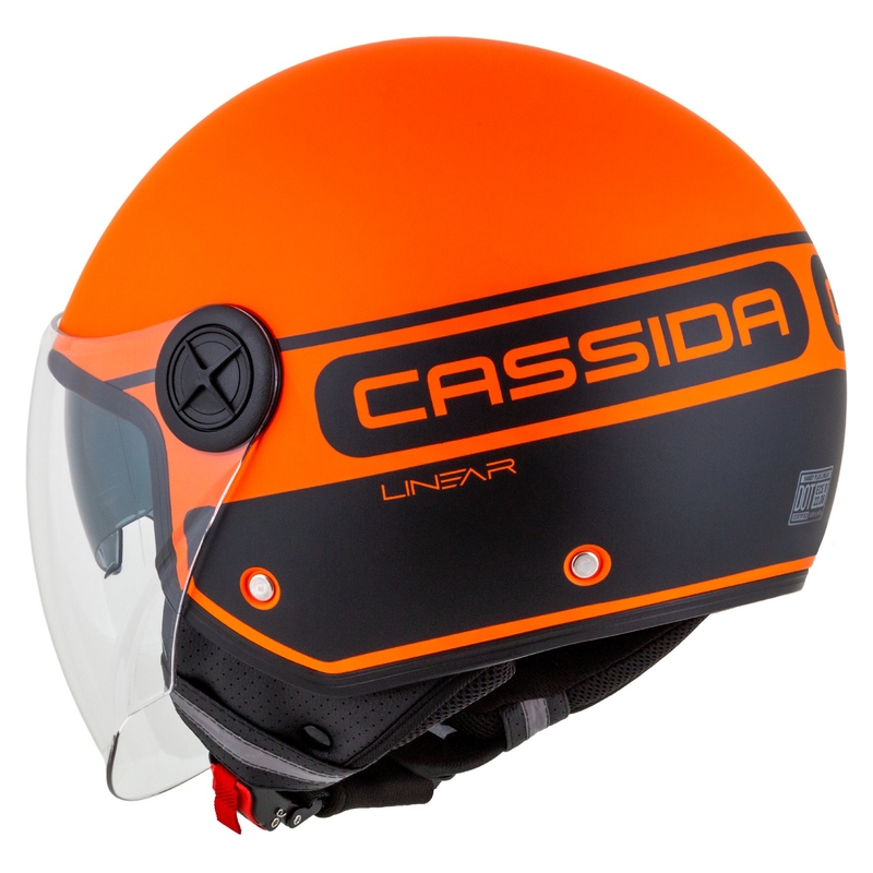 Casco de moto Cassida Handy Plus Linear abierto naranja-negro