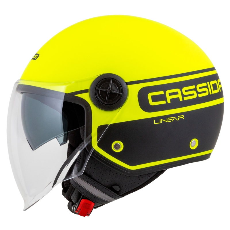 Casco de moto abierto Cassida Handy Plus Linear amarillo fluo-negro