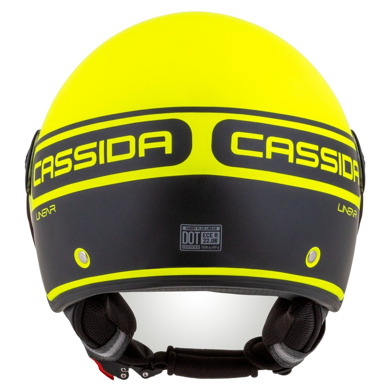 Casco de moto abierto Cassida Handy Plus Linear amarillo fluo-negro