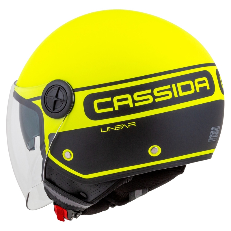 Casco de moto abierto Cassida Handy Plus Linear amarillo fluo-negro