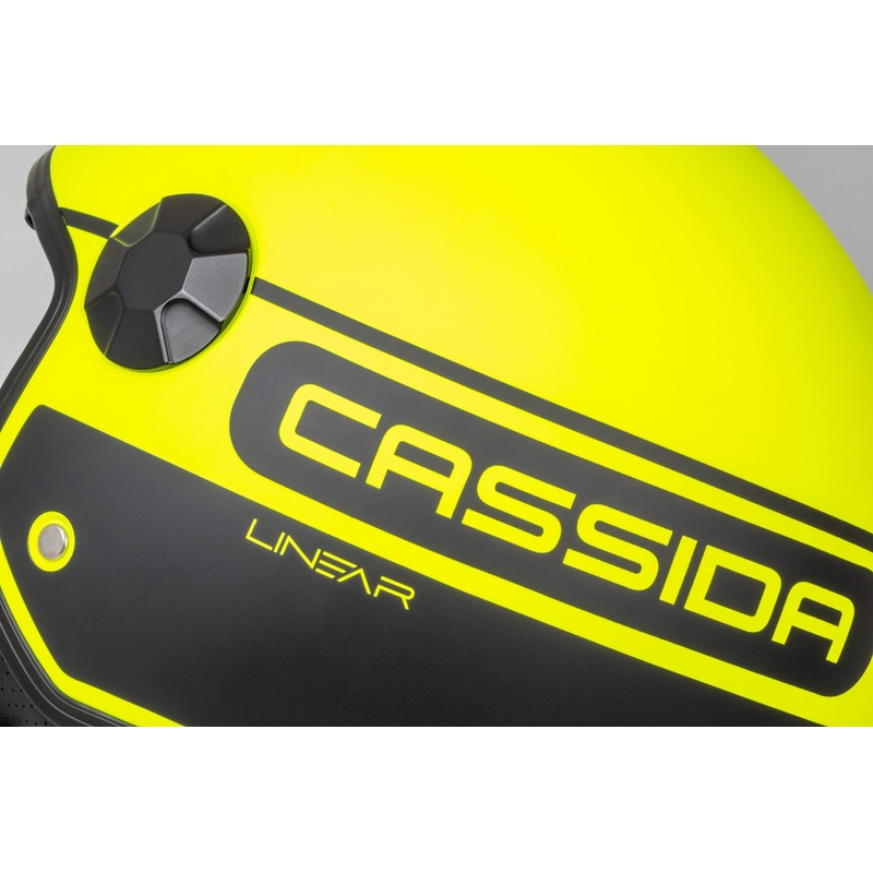 Casco de moto abierto Cassida Handy Plus Linear amarillo fluo-negro