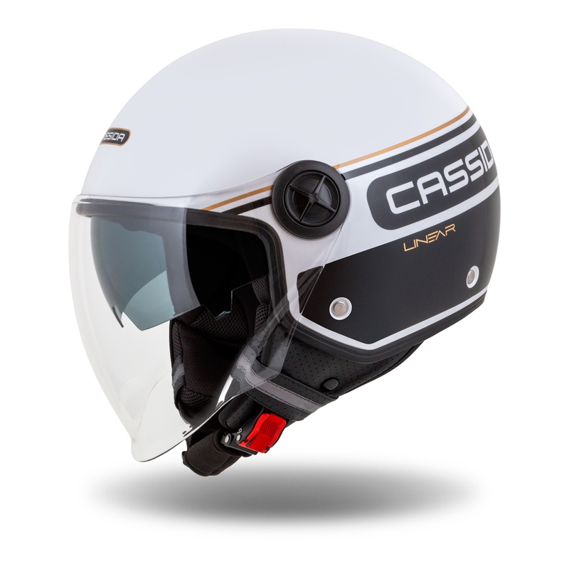 Casco de moto Cassida Handy Plus Linear abierto blanco-negro-oro