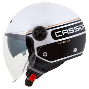 Casco de moto Cassida Handy Plus Linear abierto blanco-negro-oro