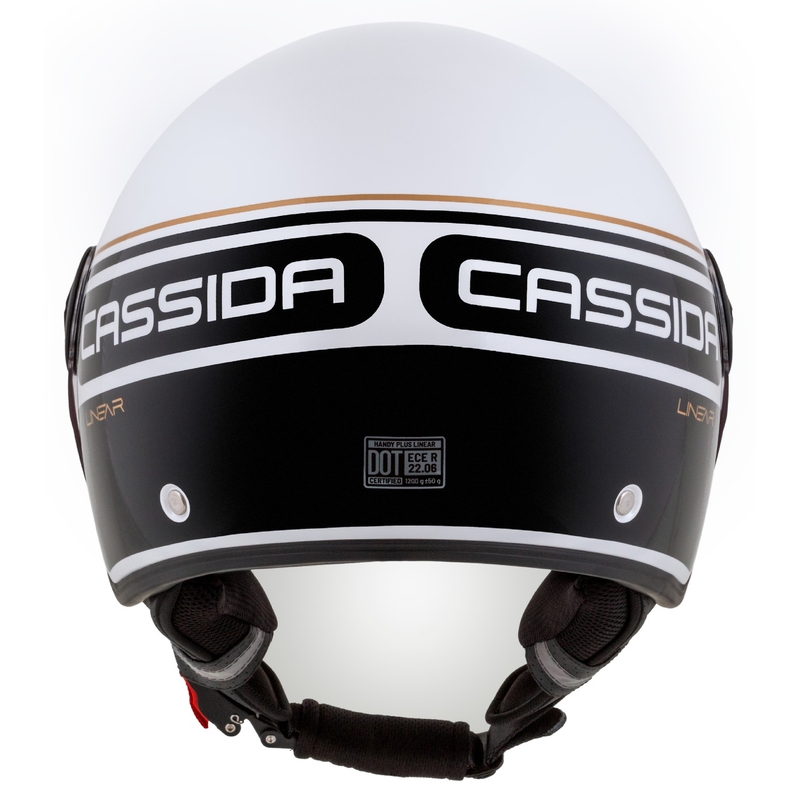 Casco de moto Cassida Handy Plus Linear abierto blanco-negro-oro