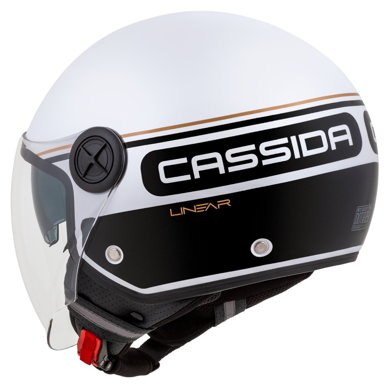 Casco de moto Cassida Handy Plus Linear abierto blanco-negro-oro
