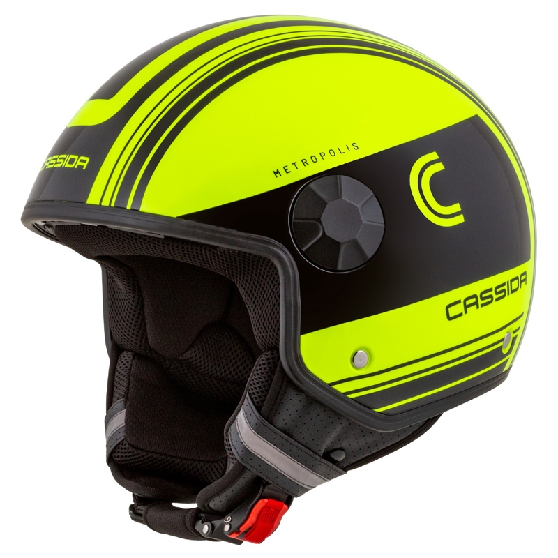 Casco de moto abierto Cassida Handy Metropolis Safety amarillo fluo-negro-reflectante gris
